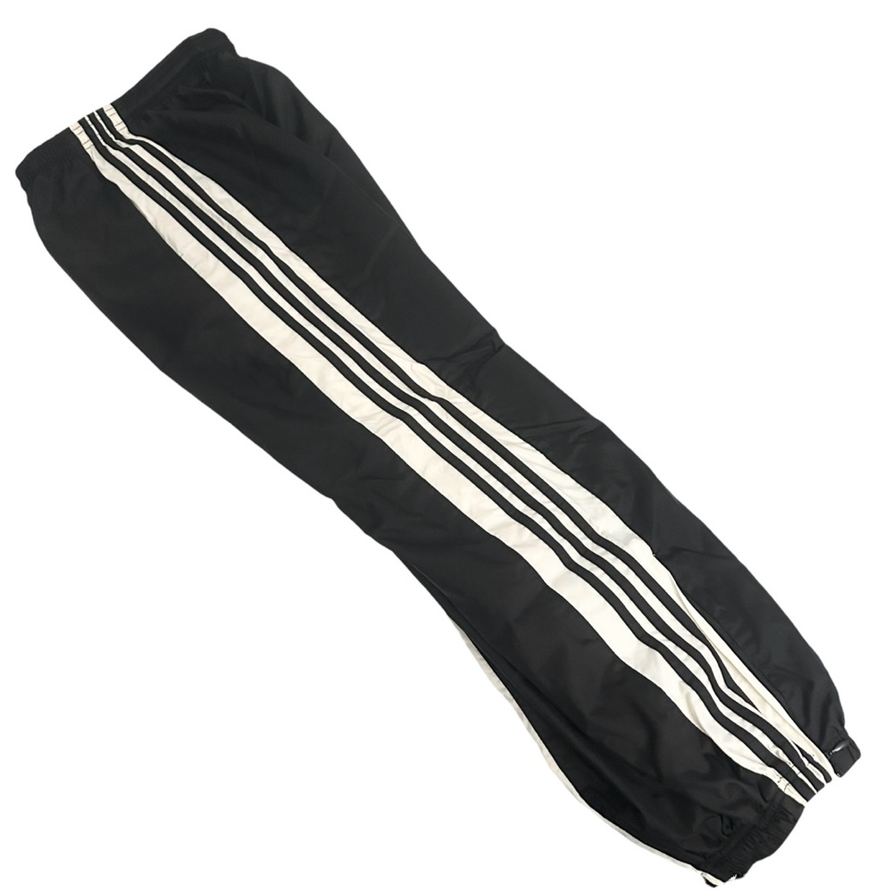 Adidas Track Pants M (10-12) Black Zipper Cinched Cuffs Drawstring - Picture 6 of 8